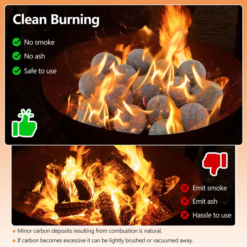 15-Piece Set of Ceramic Fiber Fire Balls – Heat-Resistant Decorative Fireplace Elements