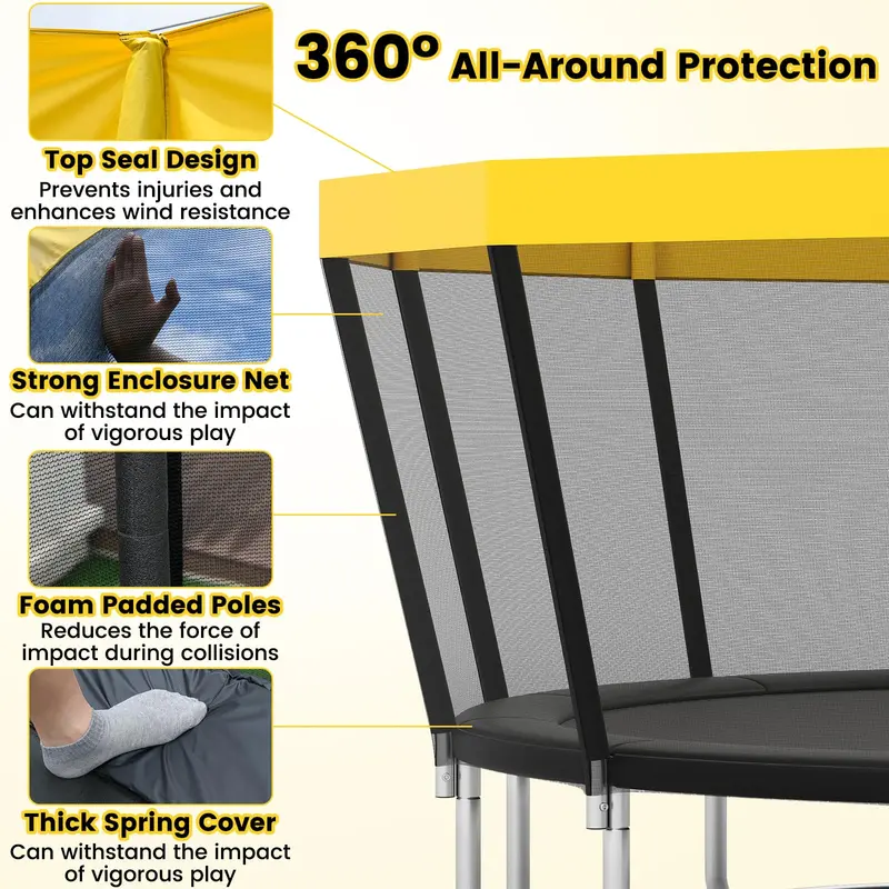 16-Foot ASTM-Certified Recreational Trampoline with Enclosure Net, Anti-Rust Frame, and Safety Ladder 2