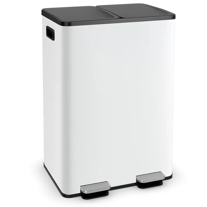 16-Gallon Dual-Bin Stainless Steel Kitchen Trash Can