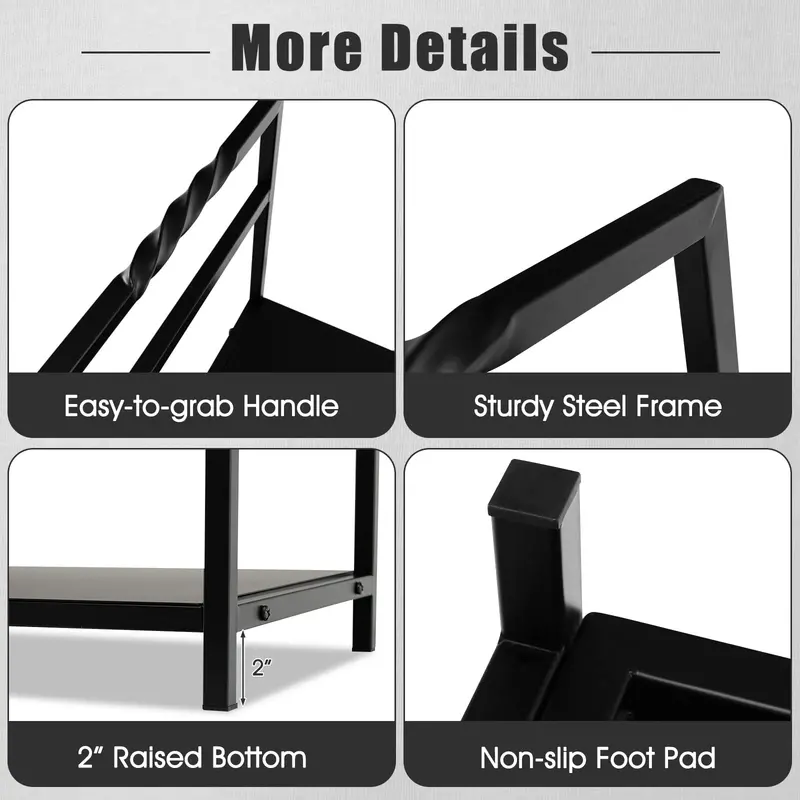 16-Inch Decorative Firewood Holder – Indoor/Outdoor Log Rack with Ergonomic Handle & Raised Base
