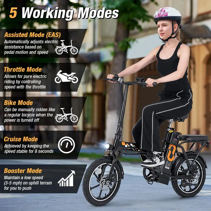 16-Inch Folding Electric Bike – 650W Brushless Motor, Removable 42V 10.4Ah Battery 2