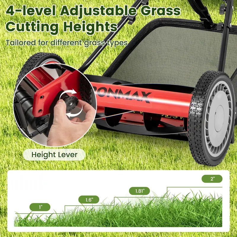 16-Inch Manual Push Reel Lawn Mower – Eco-Friendly Yard Cutting Tool