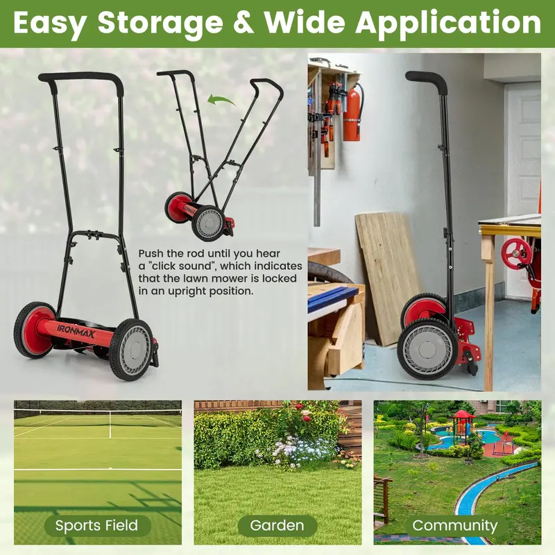 16-Inch Manual Push Reel Lawn Mower – Eco-Friendly Yard Cutting Tool