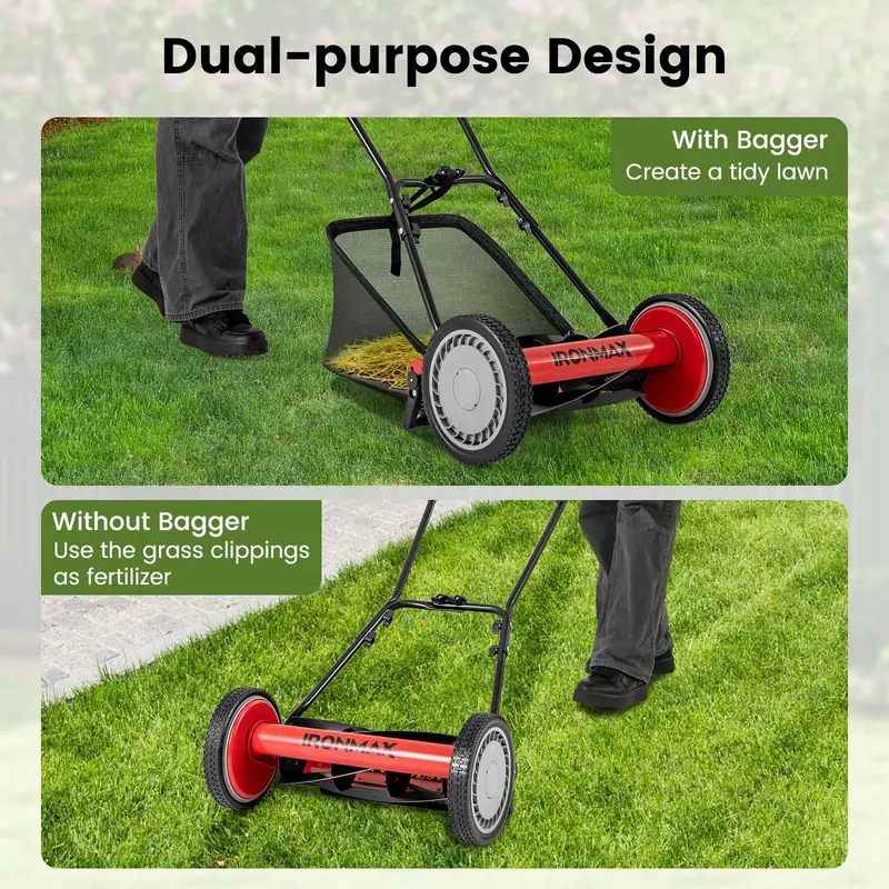 16-Inch Manual Push Reel Lawn Mower – Eco-Friendly Yard Cutting Tool