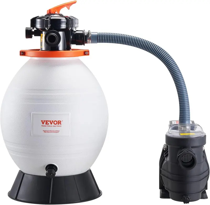 16-Inch Sand Filter Pool Pump System – 1 HP, 3500 L/min, 6-Way Valve & Filter Basket for Residential or Commercial Pools