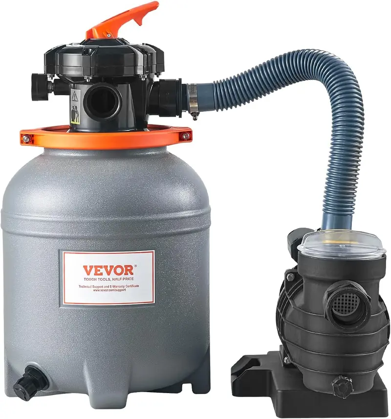 16-Inch Sand Filter Pool Pump System – 1 HP, 3500 L/min, 6-Way Valve & Filter Basket for Residential or Commercial Pools