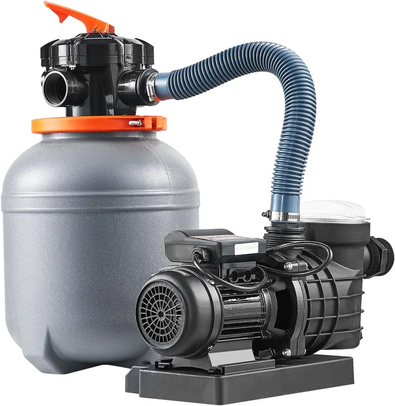 16-Inch Sand Filter Pool Pump System – 1 HP, 3500 L/min, 6-Way Valve & Filter Basket for Residential or Commercial Pools