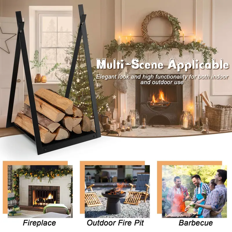 16-Inch Triangle Firewood Rack – Compact Outdoor Log Holder with Elevated Base