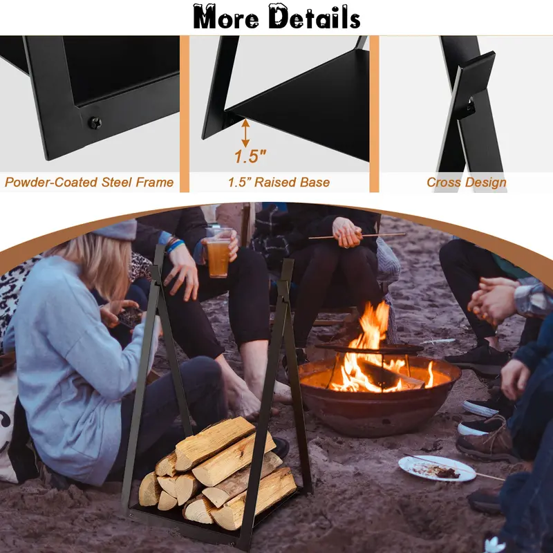 16-Inch Triangle Firewood Rack – Compact Outdoor Log Holder with Elevated Base