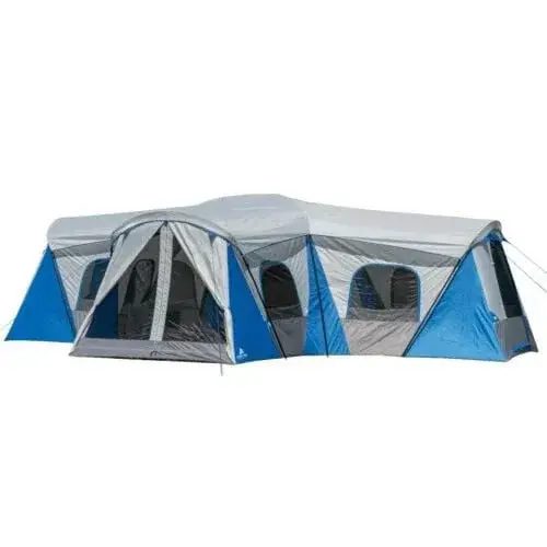 16-Person Family Cabin Tent – Three-Room Layout with Multiple Entry Points