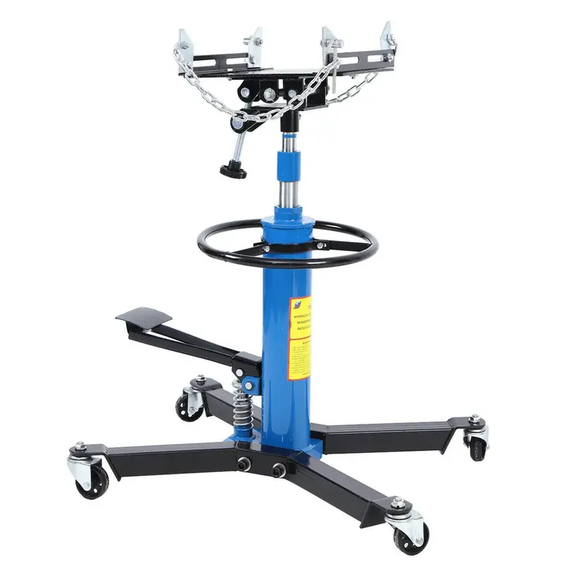 1660-lb Hydraulic Transmission Jack – Vertical Lift with 360° Swivel Pedal and Adjustable Height (33"–70") (Blue)