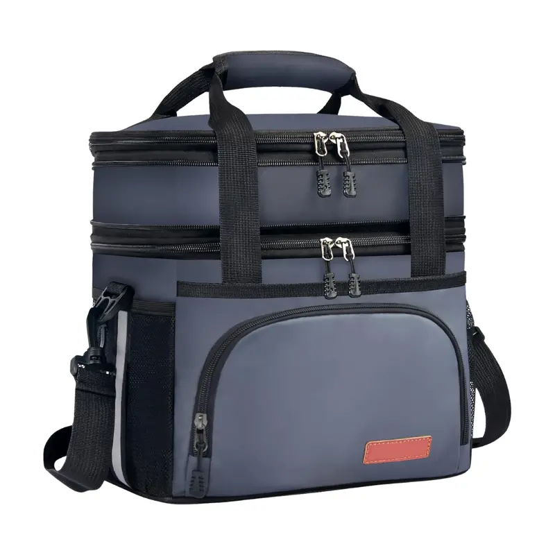 16L Dual-Compartment Insulated Lunch Bag with Adjustable Shoulder Strap