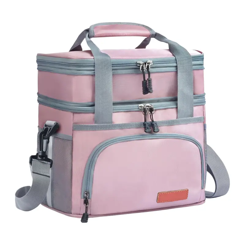 16L Dual-Compartment Insulated Lunch Bag with Adjustable Shoulder Strap