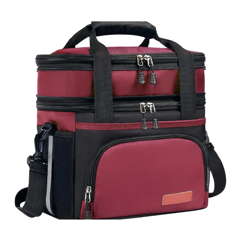 16L Dual-Compartment Insulated Lunch Bag with Adjustable Shoulder Strap