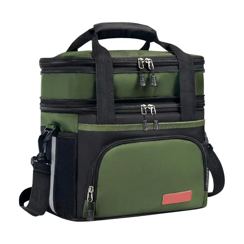 16L Dual-Compartment Insulated Lunch Bag with Adjustable Shoulder Strap