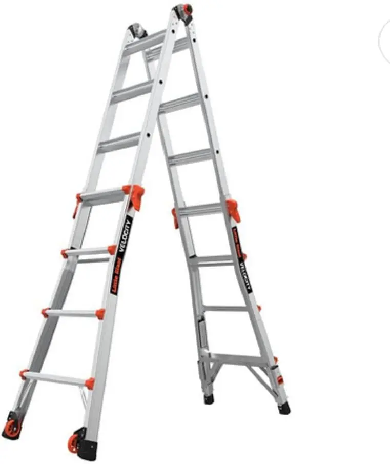 17-Foot Aluminum Multi-Position Ladder – 300-Lb Capacity, 1A Duty Rating with Ratchet Leveling & Mobility Wheels