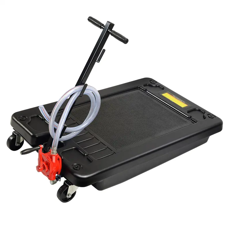 17-Gallon Low-Profile Portable Oil Drain Pan with Integrated Pump and 8-Foot Hose