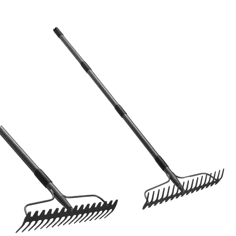 17-Tine Stainless Steel Garden Rake with Ergonomic Metal Handle 2