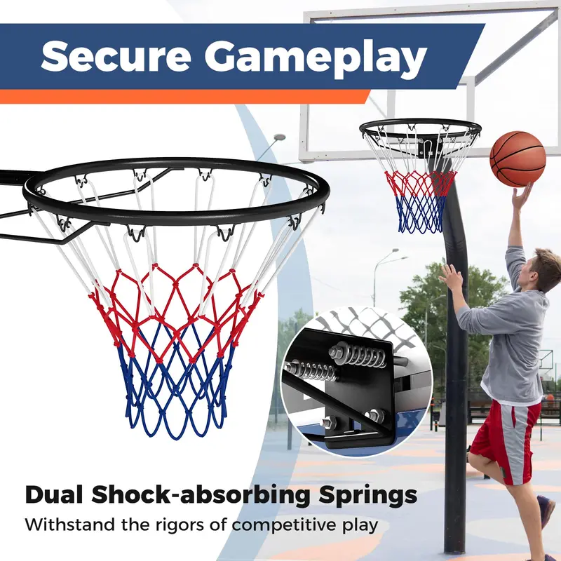 18-Inch All-Weather Replacement Basketball Rim with Dual-Spring Mechanism and Durable Net 2