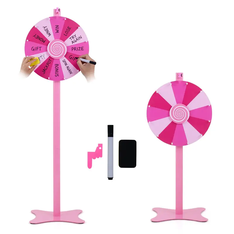 18-Inch or 24-Inch Adjustable Prize Wheel Kit with Chalkboard Marker, Eraser, and Spare Pointer