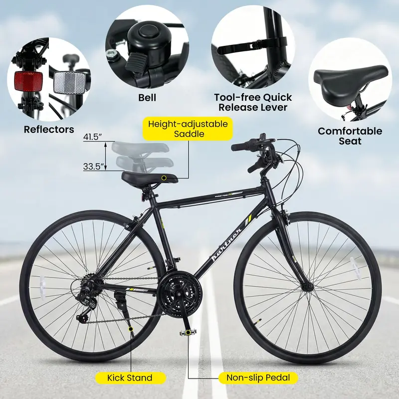 18-Speed Hybrid Commuter Bike – 700C Wheels, Shimano Drivetrain, Urban Ready