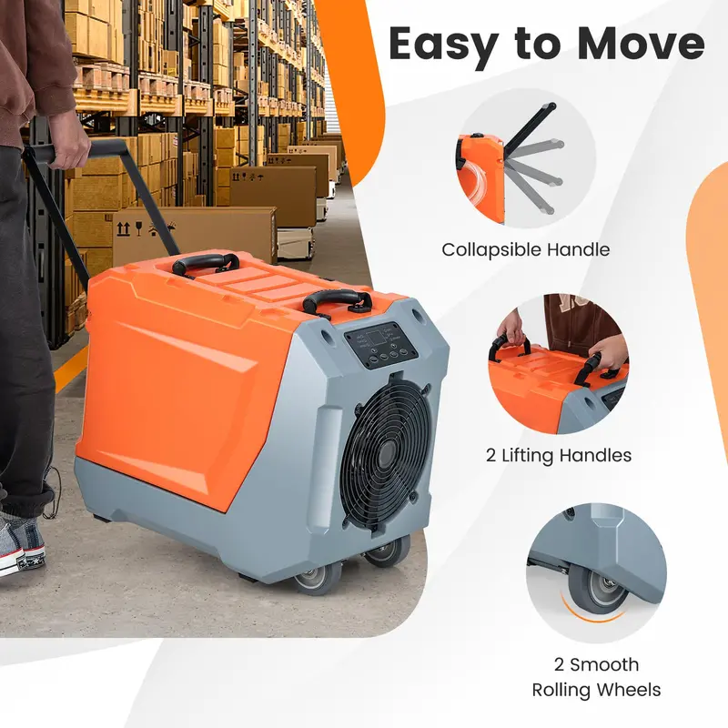 180-Pint Crawl Space Dehumidifier – Commercial-Grade Unit with Built-In Pump, Drain Hose & Auto Defrost (Covers Up to 6,000 Sq. Ft)