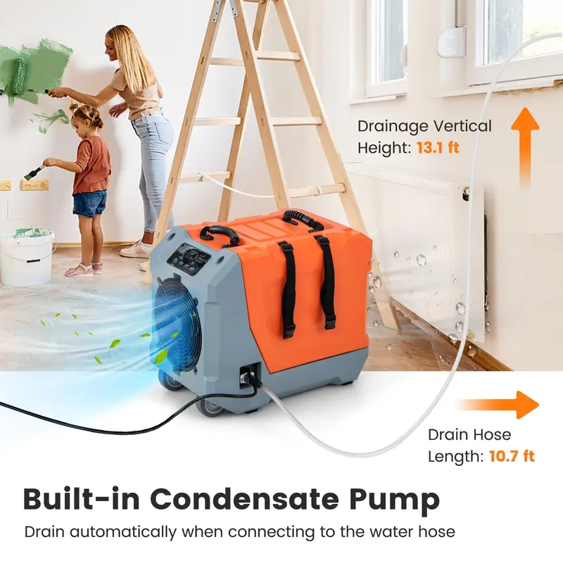180-Pint Crawl Space Dehumidifier – Commercial-Grade Unit with Built-In Pump, Drain Hose & Auto Defrost (Covers Up to 6,000 Sq. Ft)