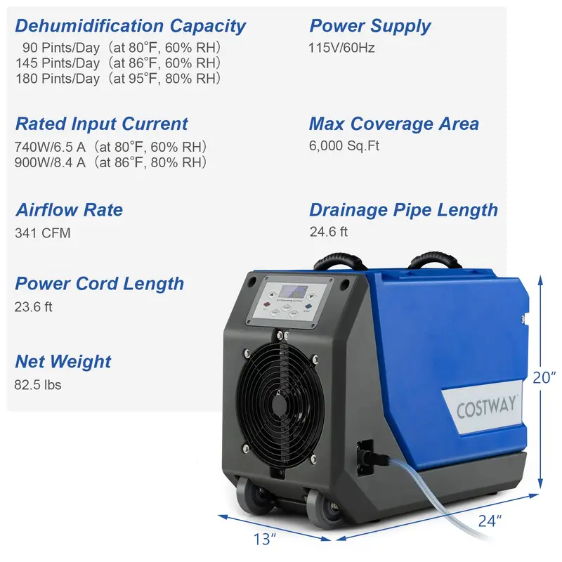 180-PPD Commercial-Grade Dehumidifier for Basements, Warehouses & Large Facilities