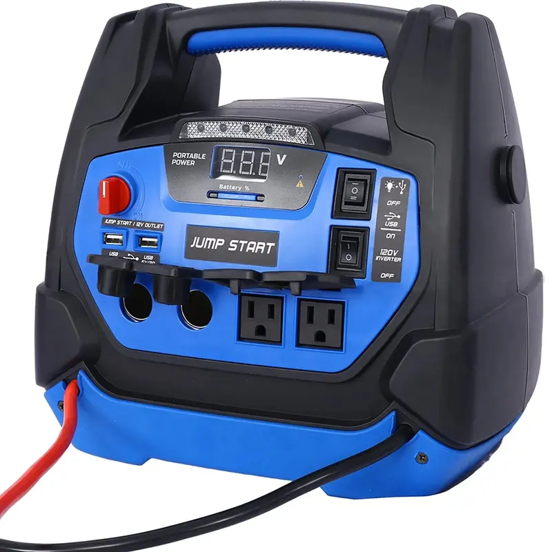 1800A Rechargeable Jump Starter with Built-in Air Compressor – Heavy-Duty Portable Battery Booster for Gas & Diesel Vehicles