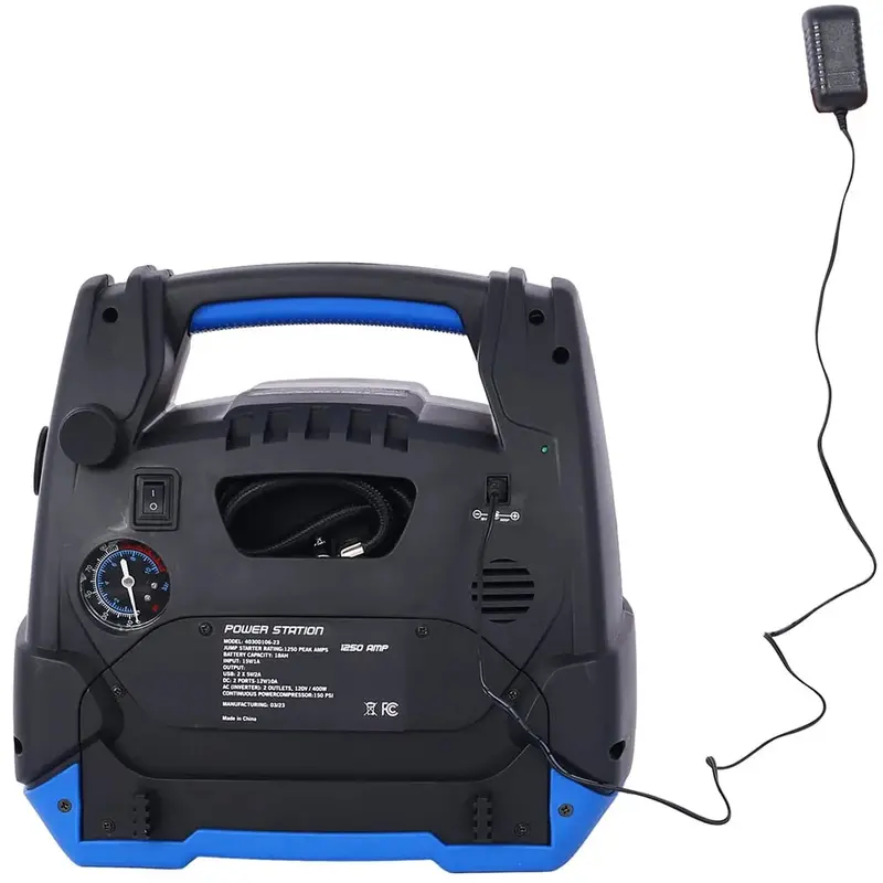 1800A Rechargeable Jump Starter with Built-in Air Compressor – Heavy-Duty Portable Battery Booster for Gas & Diesel Vehicles