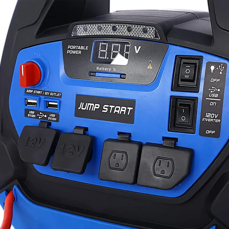 1800A Rechargeable Jump Starter with Built-in Air Compressor – Heavy-Duty Portable Battery Booster for Gas & Diesel Vehicles