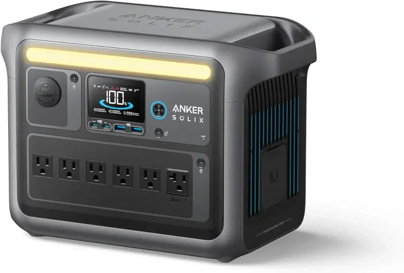 1800W Portable Solar Generator – 1056Wh LiFePO4 Battery, 2400W Peak Power, Rapid 58-Minute Charge