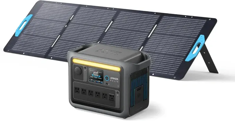 1800W Portable Solar Generator – 1056Wh LiFePO4 Battery, 2400W Peak Power, Rapid 58-Minute Charge