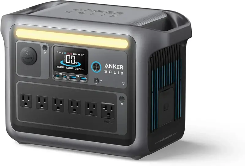 1800W Portable Solar Generator – 1056Wh LiFePO4 Battery, 2400W Peak Power, Rapid 58-Minute Charge