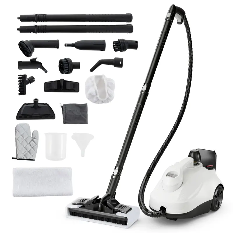 1800W Portable Steam Cleaner Kit with 15 Attachments for Deep Cleaning Tasks