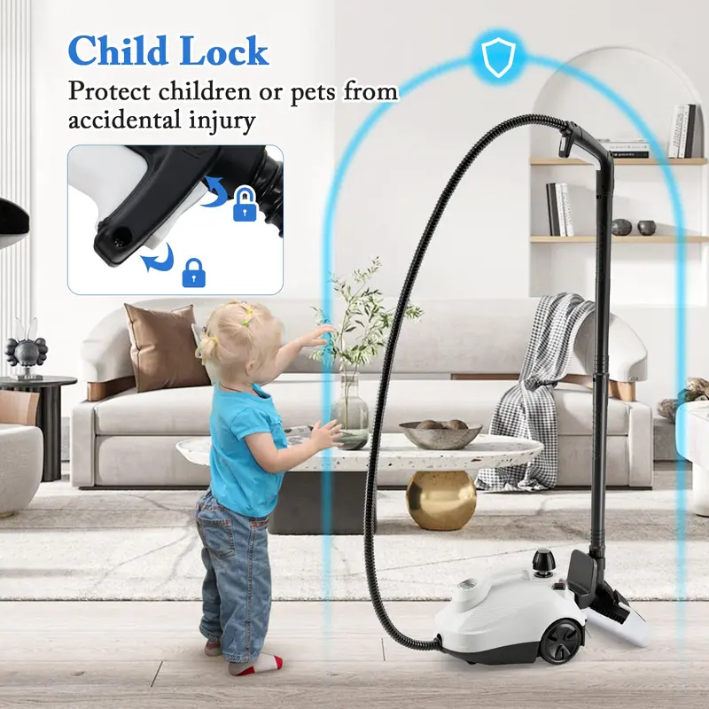 1800W Portable Steam Cleaner Kit with 15 Attachments for Deep Cleaning Tasks