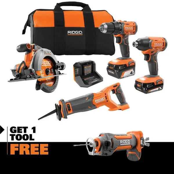 18V Cordless 4-Tool Combo Kit – Includes Drywall Cut-Out Tool, Batteries, Charger, and Storage Bag