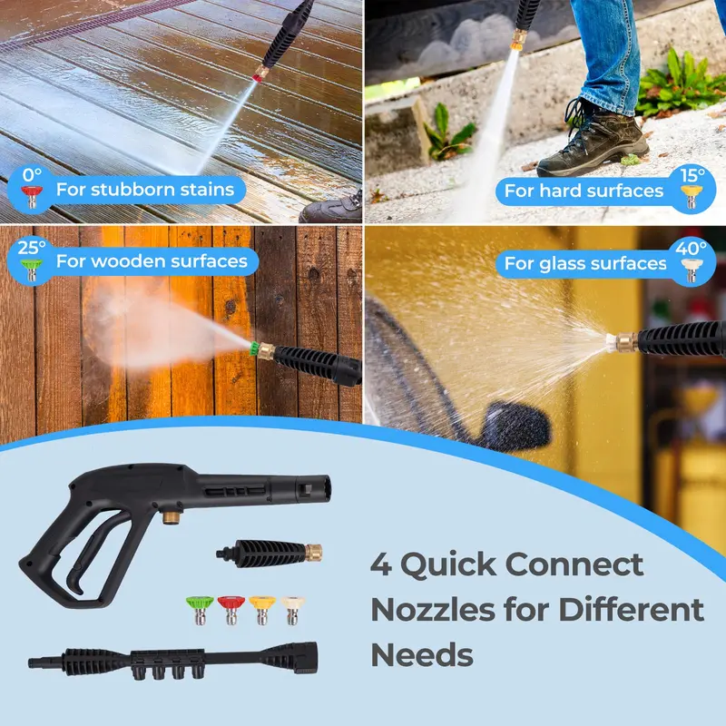 1900 PSI Electric Power Washer – Compact 1.8 GPM High-Pressure Cleaner with 4 Nozzle Tips