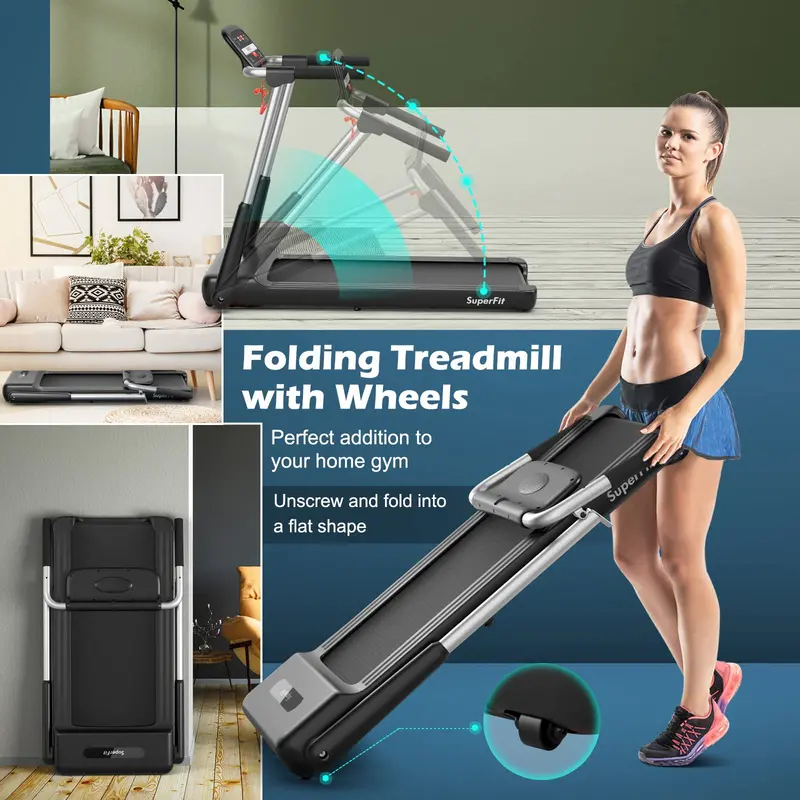 2.25 HP Compact Folding Treadmill – Superfit Model with LED Display & Smart App Control