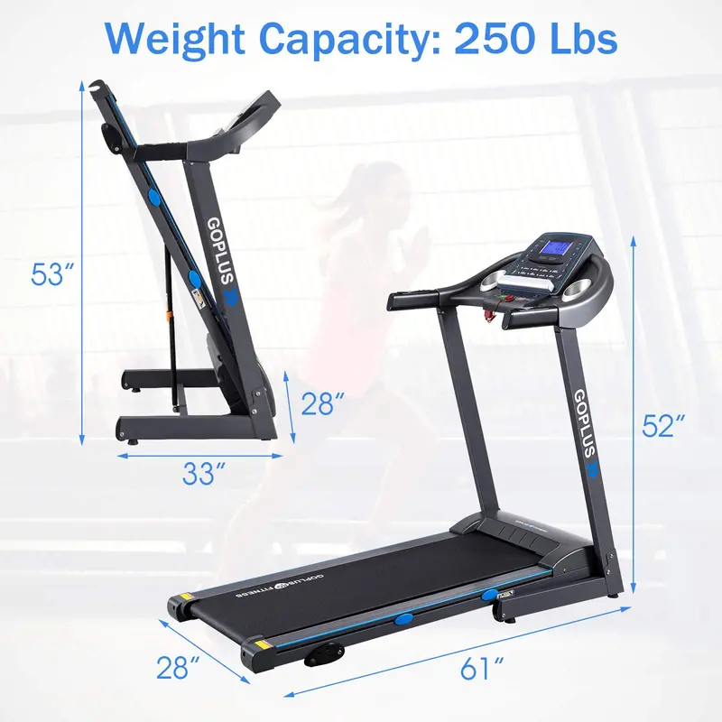 2.25HP Incline-Folding Treadmill – Superfit Electric Fitness Treadmill with Adjustable Slope