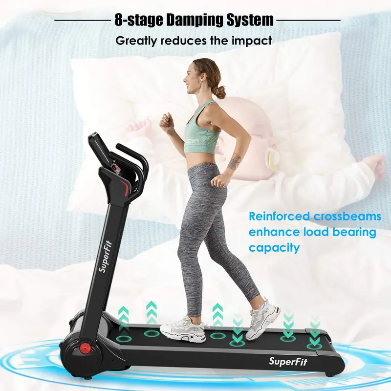 2.25HP Installation-Free Folding Treadmill with 8-Level Shock Absorption