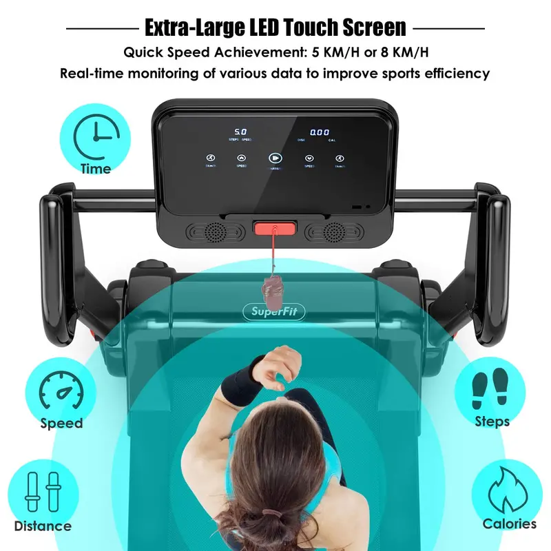 2.25HP Installation-Free Folding Treadmill with 8-Level Shock Absorption