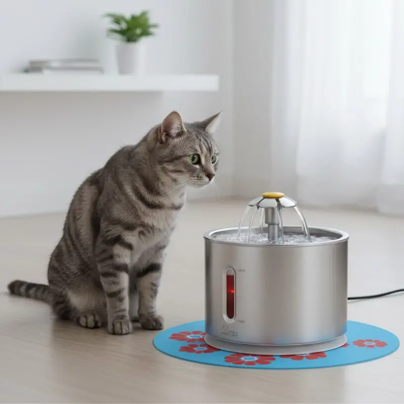 2.4L Stainless Steel Pet Water Fountain with LED Indicator