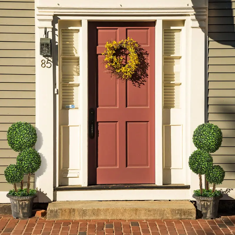 2.5-Foot or 3-Foot Triple-Ball Artificial Boxwood Topiary Tree for Decorative Use 2