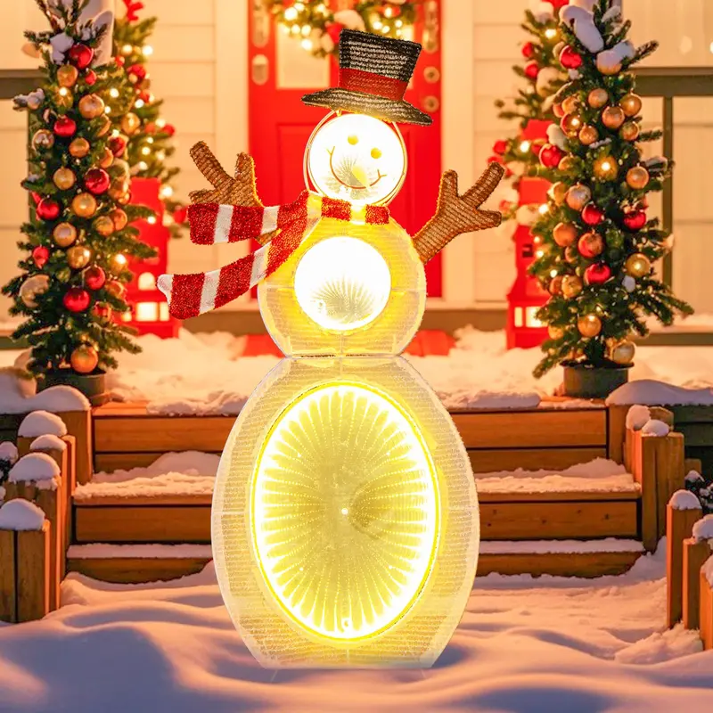 2.6-Foot 2D Lighted Snowman — Pre-Lit Decoration Featuring Three Infinity Mirror Effects 2