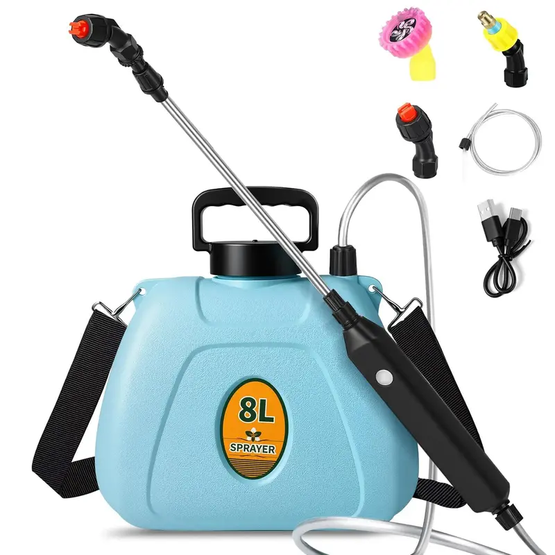 2-Gallon 3-Speed Electric Garden Sprayer – Telescopic Wand, Triple-Nozzle System, USB-Rechargeable