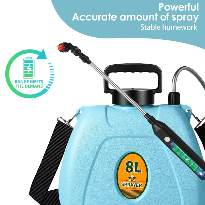 2-Gallon 3-Speed Electric Garden Sprayer – Telescopic Wand, Triple-Nozzle System, USB-Rechargeable