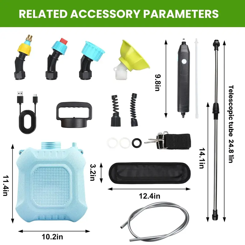 2-Gallon Retractable-Wand Electric Garden Sprayer – 4 Adjustable Nozzles, USB-Rechargeable with 2000mAh Battery 2