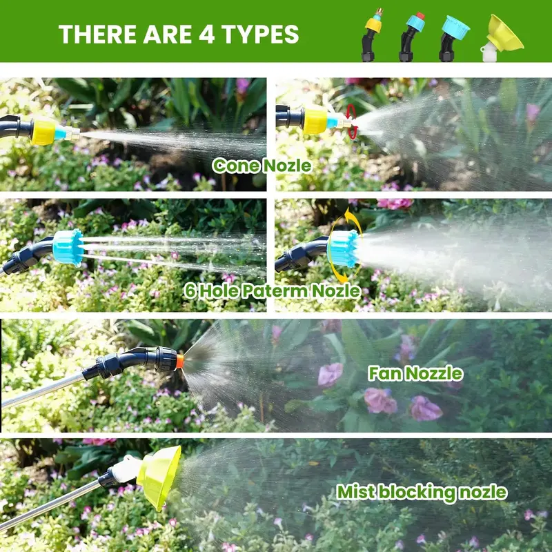 2-Gallon Retractable-Wand Electric Garden Sprayer – 4 Adjustable Nozzles, USB-Rechargeable with 2000mAh Battery