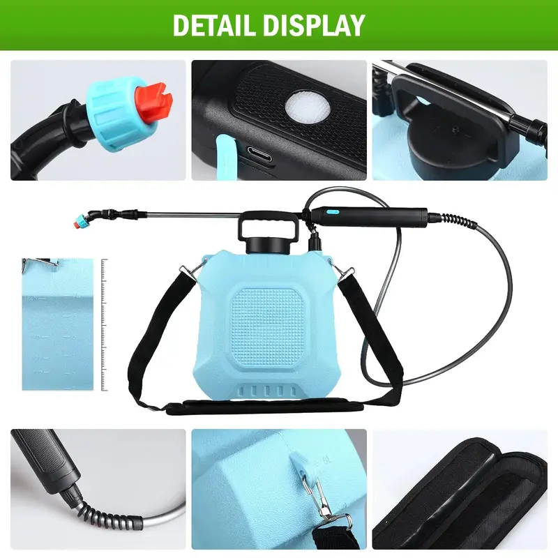 2-Gallon Retractable-Wand Electric Garden Sprayer – 4 Adjustable Nozzles, USB-Rechargeable with 2000mAh Battery